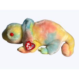 Ty Beanie Buddies Rainbow Chameleon Plush 1999 Colorful Tie-Dye Animal